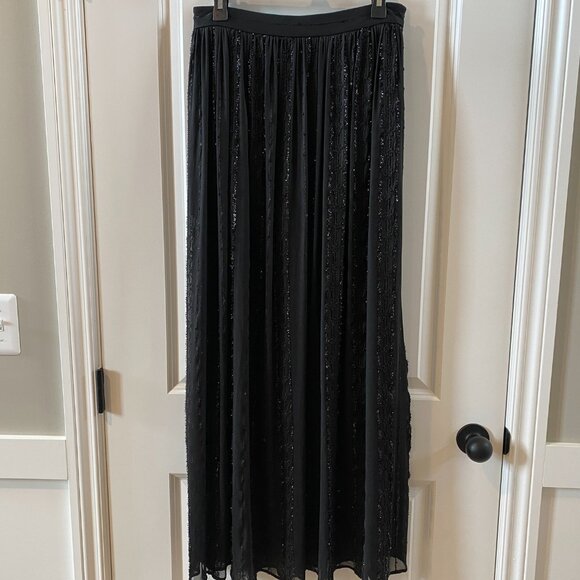 Bebe Black Sheer Maxi Skirt w Sequin Detailing Throughout Size 10 - Picture 4 of 9